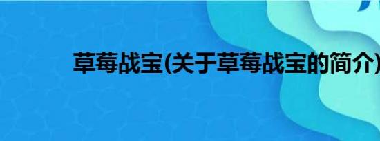 草莓战宝(关于草莓战宝的简介)