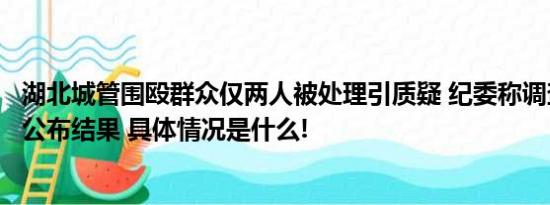 湖北城管围殴群众仅两人被处理引质疑 纪委称调查完成后会公布结果 具体情况是什么!