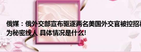 俄媒：俄外交部宣布驱逐两名美国外交官被控招募俄公民作为秘密线人 具体情况是什么!