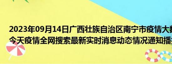 2023年09月14日广西壮族自治区南宁市疫情大数据-今日/今天疫情全网搜索最新实时消息动态情况通知播报