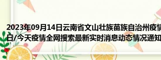 2023年09月14日云南省文山壮族苗族自治州疫情大数据-今日/今天疫情全网搜索最新实时消息动态情况通知播报