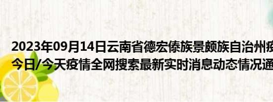 2023年09月14日云南省德宏傣族景颇族自治州疫情大数据-今日/今天疫情全网搜索最新实时消息动态情况通知播报