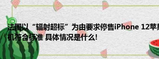 法国以“辐射超标”为由要求停售iPhone 12苹果回应：手机符合标准 具体情况是什么!