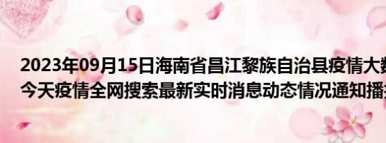 2023年09月15日海南省昌江黎族自治县疫情大数据-今日/今天疫情全网搜索最新实时消息动态情况通知播报