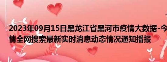 2023年09月15日黑龙江省黑河市疫情大数据-今日/今天疫情全网搜索最新实时消息动态情况通知播报