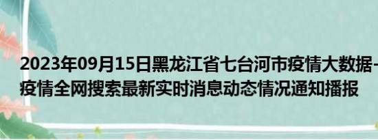 2023年09月15日黑龙江省七台河市疫情大数据-今日/今天疫情全网搜索最新实时消息动态情况通知播报