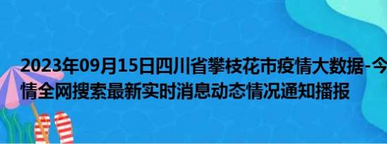 2023年09月15日四川省攀枝花市疫情大数据-今日/今天疫情全网搜索最新实时消息动态情况通知播报