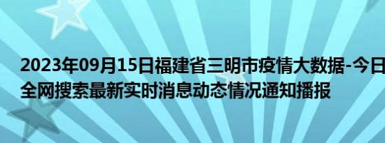 2023年09月15日福建省三明市疫情大数据-今日/今天疫情全网搜索最新实时消息动态情况通知播报