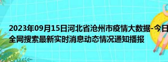 2023年09月15日河北省沧州市疫情大数据-今日/今天疫情全网搜索最新实时消息动态情况通知播报