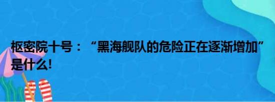 枢密院十号：“黑海舰队的危险正在逐渐增加”！ 具体情况是什么!