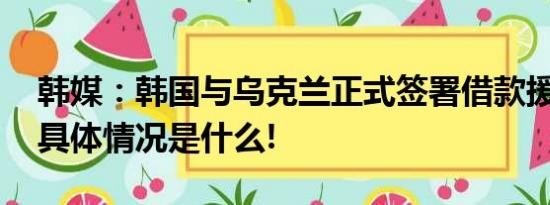 韩媒：韩国与乌克兰正式签署借款援乌协议 具体情况是什么!