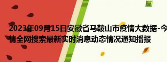 2023年09月15日安徽省马鞍山市疫情大数据-今日/今天疫情全网搜索最新实时消息动态情况通知播报