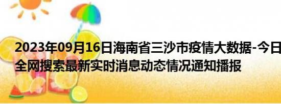 2023年09月16日海南省三沙市疫情大数据-今日/今天疫情全网搜索最新实时消息动态情况通知播报