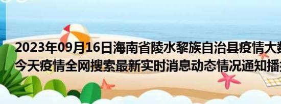 2023年09月16日海南省陵水黎族自治县疫情大数据-今日/今天疫情全网搜索最新实时消息动态情况通知播报