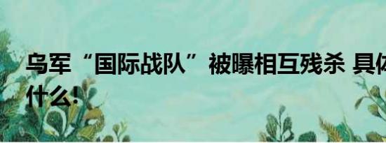 乌军“国际战队”被曝相互残杀 具体情况是什么!