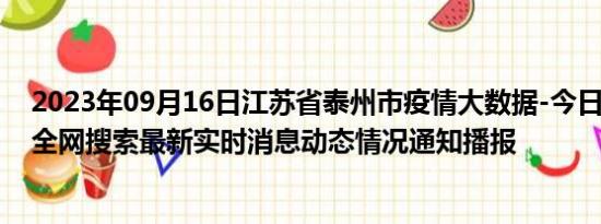 2023年09月16日江苏省泰州市疫情大数据-今日/今天疫情全网搜索最新实时消息动态情况通知播报