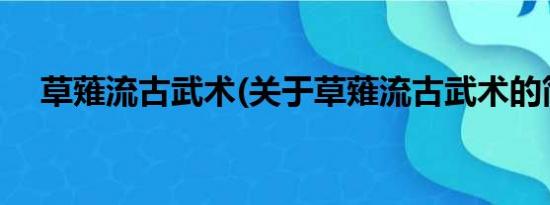 草薙流古武术(关于草薙流古武术的简介)