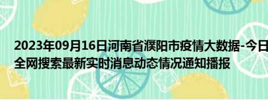 2023年09月16日河南省濮阳市疫情大数据-今日/今天疫情全网搜索最新实时消息动态情况通知播报