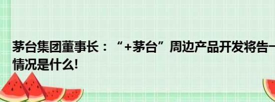 茅台集团董事长：“+茅台”周边产品开发将告一段落 具体情况是什么!