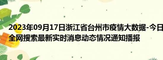 2023年09月17日浙江省台州市疫情大数据-今日/今天疫情全网搜索最新实时消息动态情况通知播报