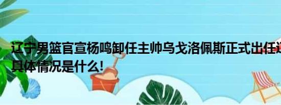 辽宁男篮官宣杨鸣卸任主帅乌戈洛佩斯正式出任辽篮主教练 具体情况是什么!