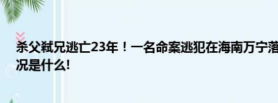 杀父弒兄逃亡23年！一名命案逃犯在海南万宁落网 具体情况是什么!