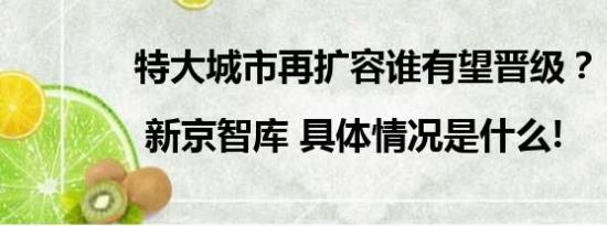 特大城市再扩容谁有望晋级？| 新京智库 具体情况是什么!