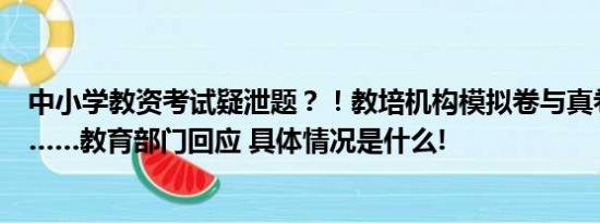 中小学教资考试疑泄题？！教培机构模拟卷与真卷多处雷同……教育部门回应 具体情况是什么!