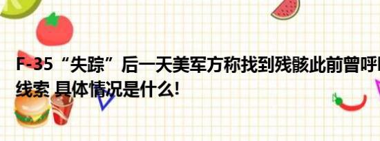 F-35“失踪”后一天美军方称找到残骸此前曾呼吁公众提供线索 具体情况是什么!