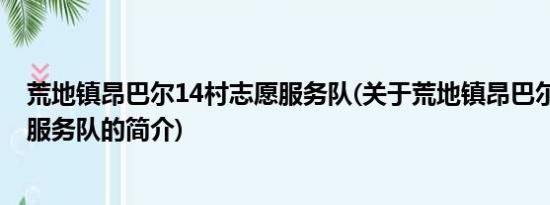 荒地镇昂巴尔14村志愿服务队(关于荒地镇昂巴尔14村志愿服务队的简介)