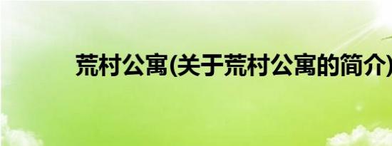 荒村公寓(关于荒村公寓的简介)