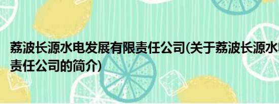 荔波长源水电发展有限责任公司(关于荔波长源水电发展有限责任公司的简介)