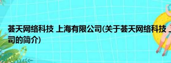 荟天网络科技 上海有限公司(关于荟天网络科技 上海有限公司的简介)