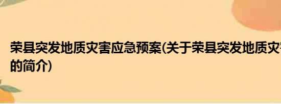 荣县突发地质灾害应急预案(关于荣县突发地质灾害应急预案的简介)