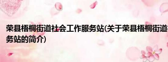 荣县梧桐街道社会工作服务站(关于荣县梧桐街道社会工作服务站的简介)