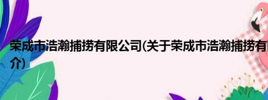 荣成市浩瀚捕捞有限公司(关于荣成市浩瀚捕捞有限公司的简介)