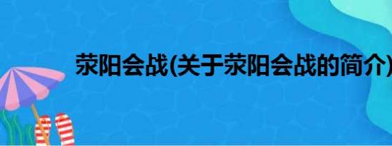 荥阳会战(关于荥阳会战的简介)