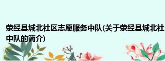 荥经县城北社区志愿服务中队(关于荥经县城北社区志愿服务中队的简介)