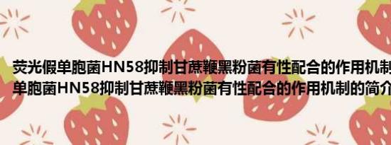 荧光假单胞菌HN58抑制甘蔗鞭黑粉菌有性配合的作用机制(关于荧光假单胞菌HN58抑制甘蔗鞭黑粉菌有性配合的作用机制的简介)