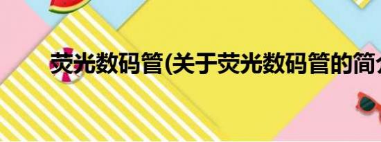 荧光数码管(关于荧光数码管的简介)