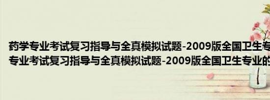 药学专业考试复习指导与全真模拟试题-2009版全国卫生专业(关于药学专业考试复习指导与全真模拟试题-2009版全国卫生专业的简介)