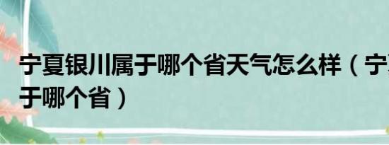 宁夏银川属于哪个省天气怎么样（宁夏银川属于哪个省）