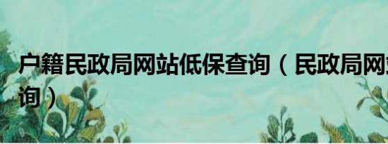 户籍民政局网站低保查询（民政局网站低保查询）