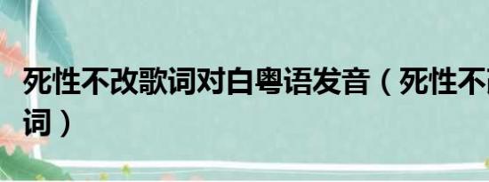 死性不改歌词对白粤语发音（死性不改粤语歌词）