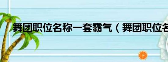 舞团职位名称一套霸气（舞团职位名称）