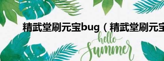 精武堂刷元宝bug（精武堂刷元宝）