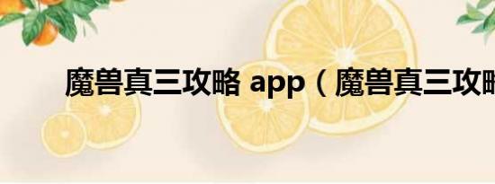 魔兽真三攻略 app（魔兽真三攻略）