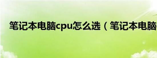 笔记本电脑cpu怎么选（笔记本电脑cpu）