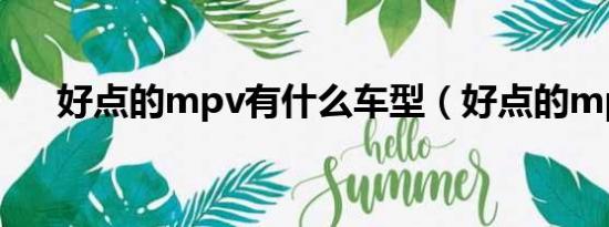 好点的mpv有什么车型（好点的mp3）