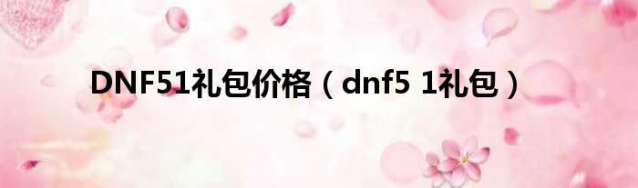 DNF51礼包价格（dnf5 1礼包）